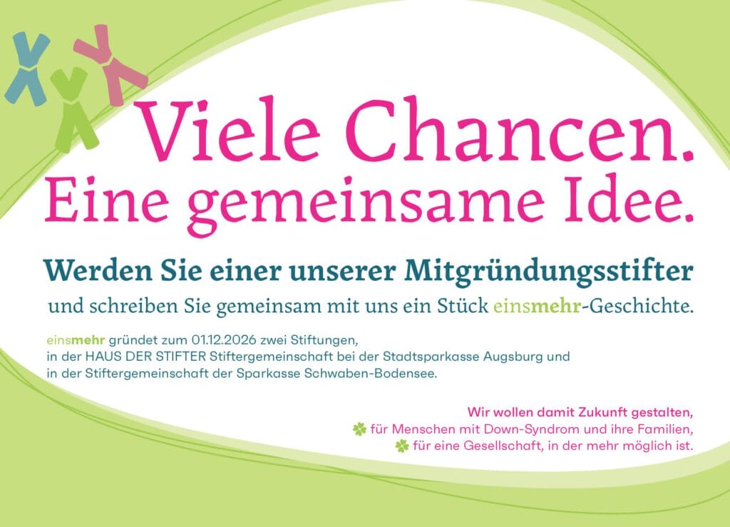 Viele Chancen. Eine gemeinsame Idee. Werden Sie einer unserer Mitgründungsstifter und schreiben sie gemeinsam mit uns ein Stück einsmehr-Geschichte.